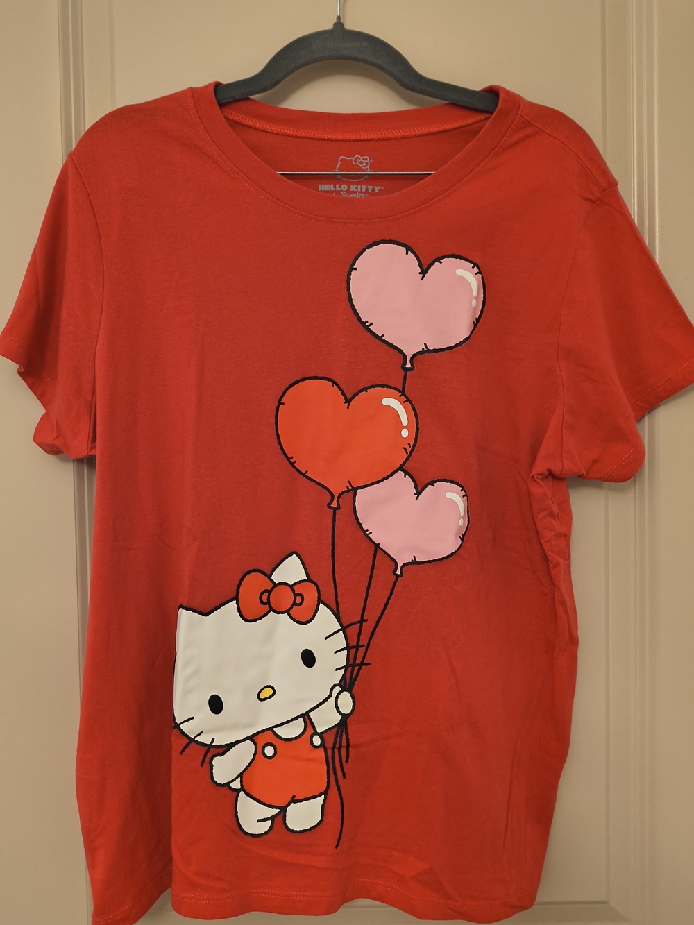 Hello Kitty Red Tee with Heart Balloons Graphic
